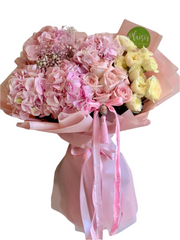Hand-Tied Bouquet - Stunning Hydrangeas and Roses