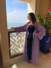 Fashion - Kaftan Belted Chiffon Open Front - Lilac