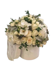 Velvet Cylinder - White Floral with Eucalyptus