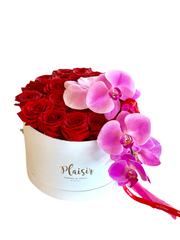 Giftset - Cake, Balloons and Red Roses with Orchid