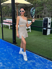 One Shoulder Set - Taupe