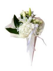 Flower Cone - White Hydrangeas and Roses