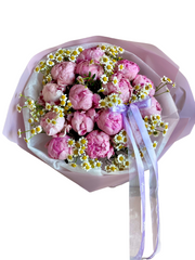 Hand-Tied Bouquet - Peonies and Chamomile