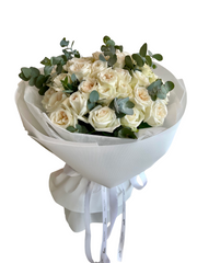 Hand-Tied Bouquet - White Garden Roses