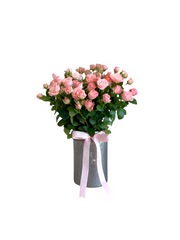 مزهرية متوسطة الحجم باللون الفضي الملكي - ورود وردية