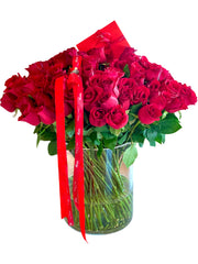 Vase - 65 Red Rose Divine Arrangement