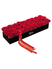 صينية - ورود طازجة في صينية مخملية سوداء فاخرة - كبيرة