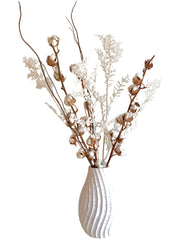 Dried Flowers - Cotton and Ruscus in Vase