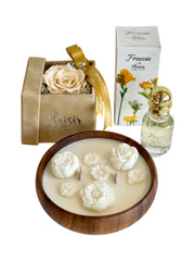 Giftset - Freesia Fragrance, Candle Bowl, Infinity Rose