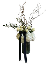 Vase - White roses and hydrangeas in tall vase