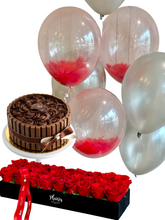 Giftset - Cake, Balloons and Fresh Red Roses