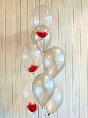 Giftset - Cake, Balloons and Red Roses with Orchid