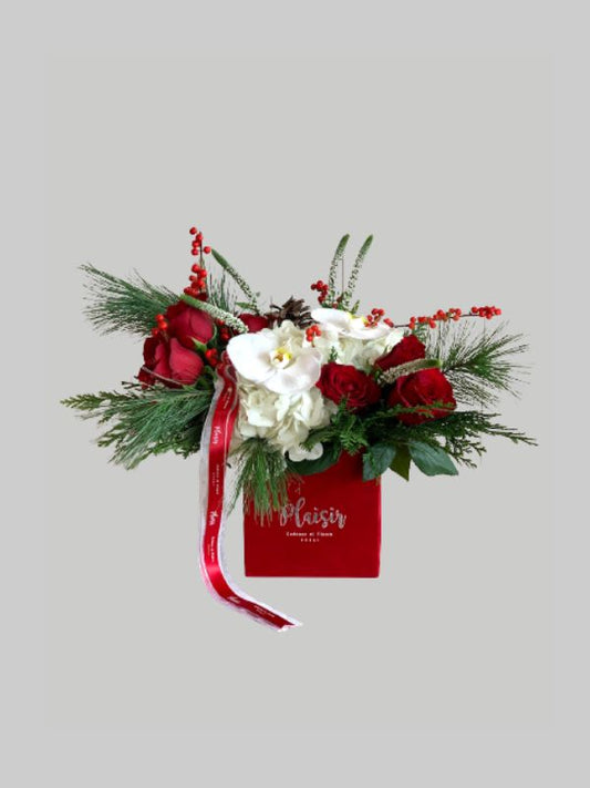 Square Box – Festive Red Mixed Arrangement