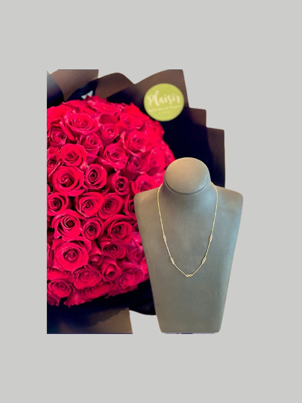 101 Red Roses with Necklace Infinity - 101 Jewelry Giftset