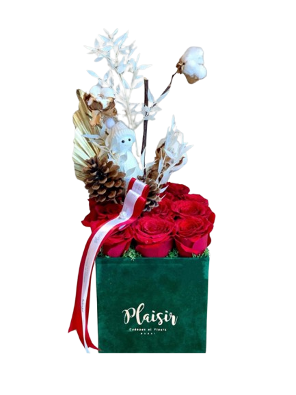 Christmas Red Roses and Snowman