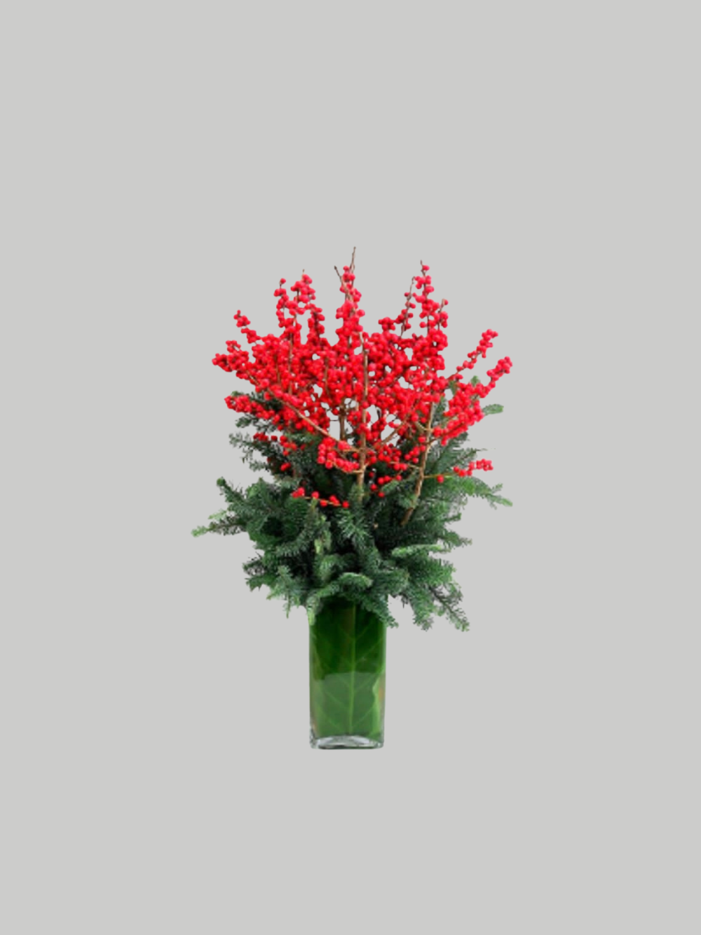 Festive Vase - Ilex and Pine Leaves