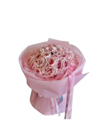 Hand-Tied Bouquet - 25 Pink Garden Roses
