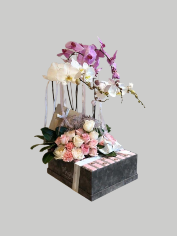 Velvet VIP Box - Luxury Orchids, Roses and Chocolates