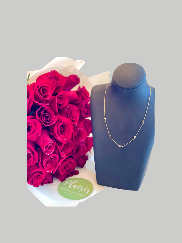 31 Red Roses with Necklace Infinity - 31 Jewelry Giftset