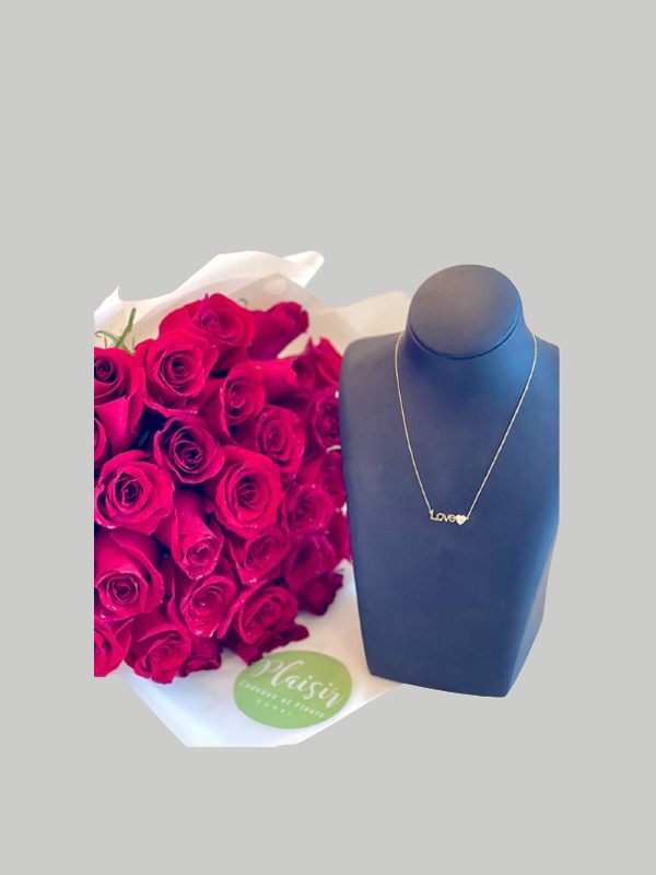 31 Jewellery Giftset - 31 Red Roses with Necklace Love