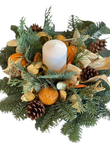 Christmas Wreath - Orange and Green