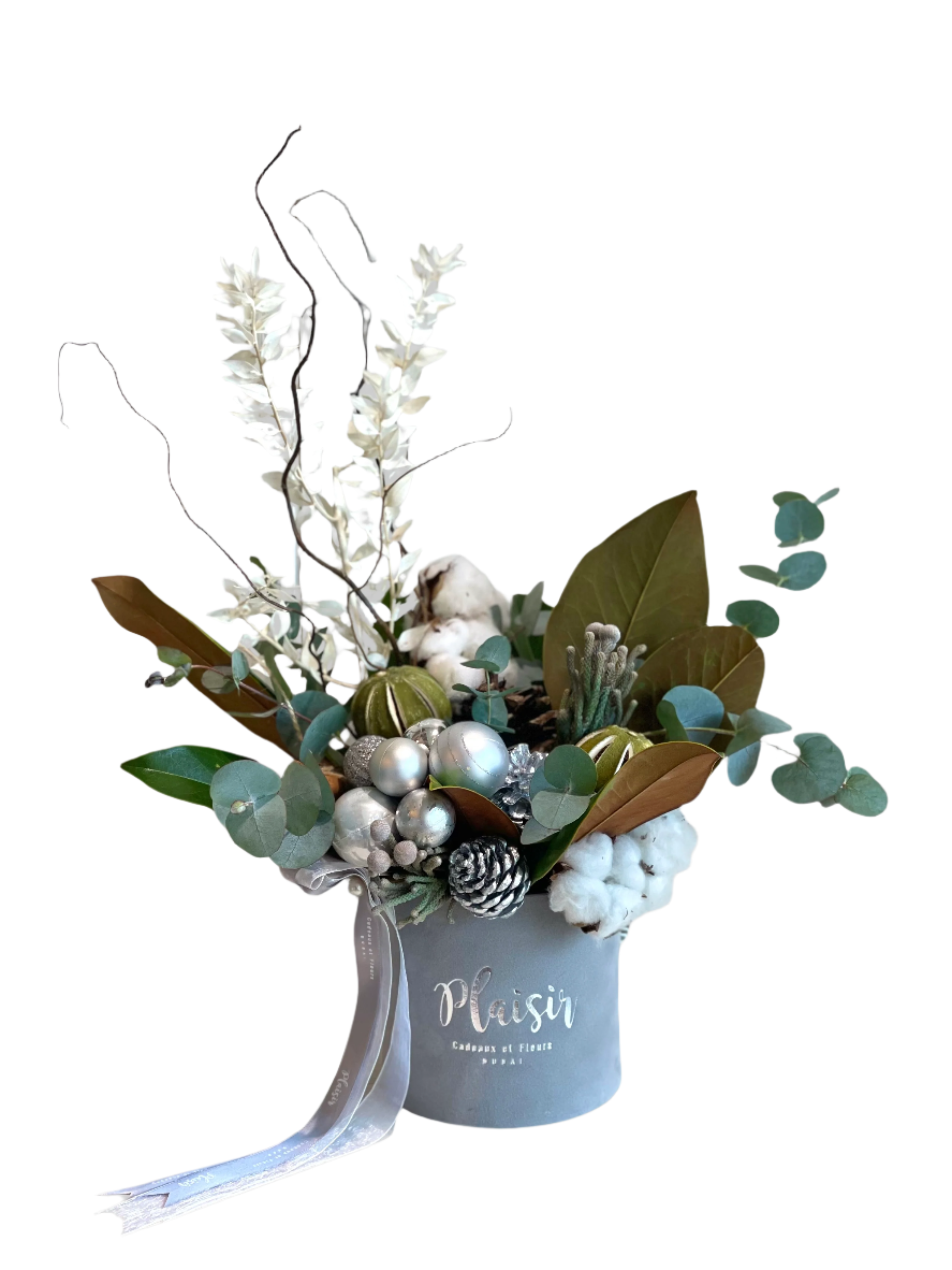 Christmas Velvet Mini Cylinder - Grey Mix