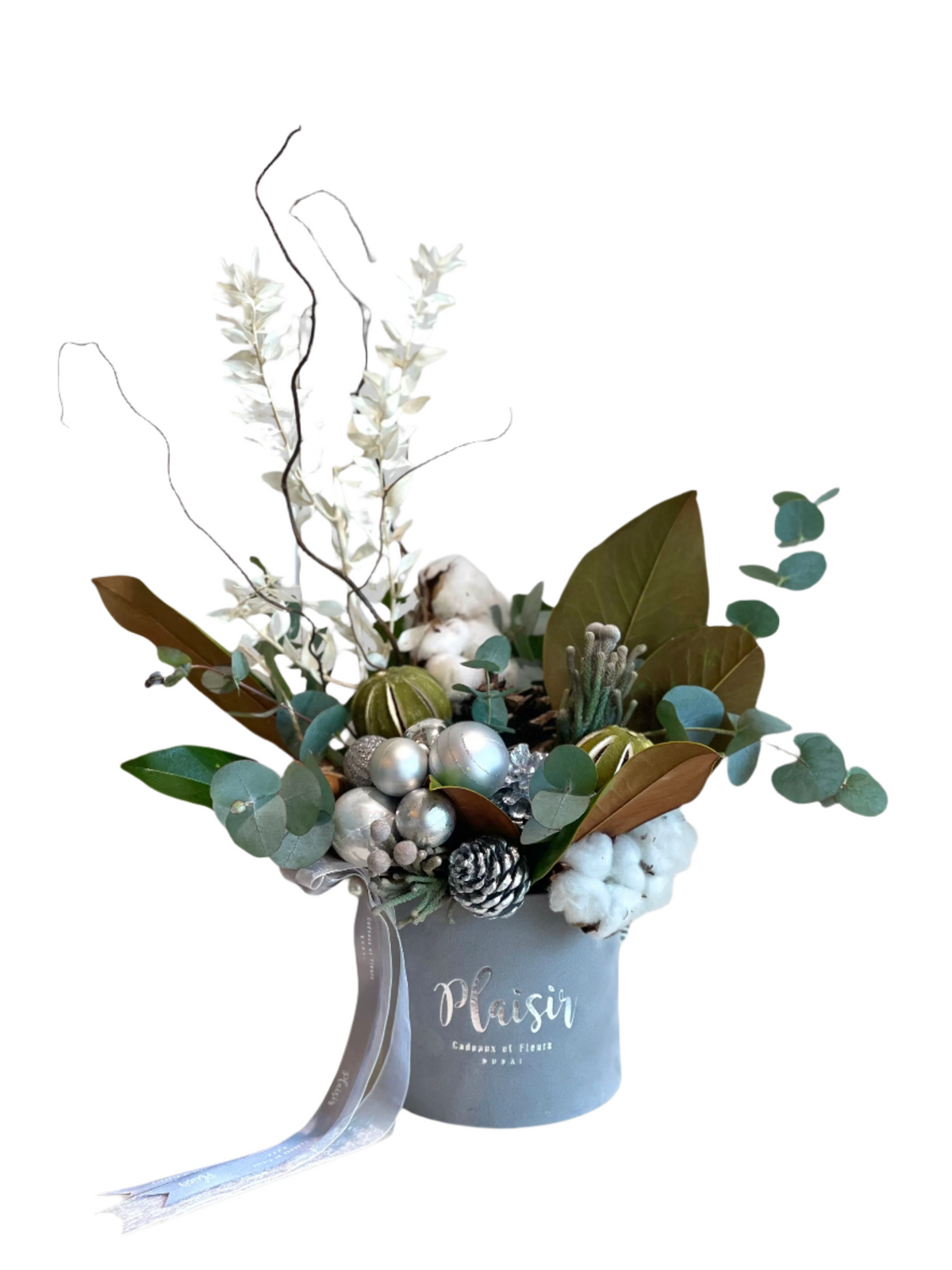 Christmas Velvet Mini Cylinder - Grey Mix