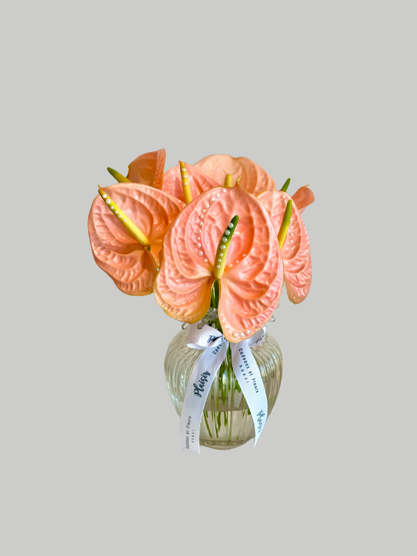 Vase Small Bubblicious - Bejeweled Peachy Anthuriums