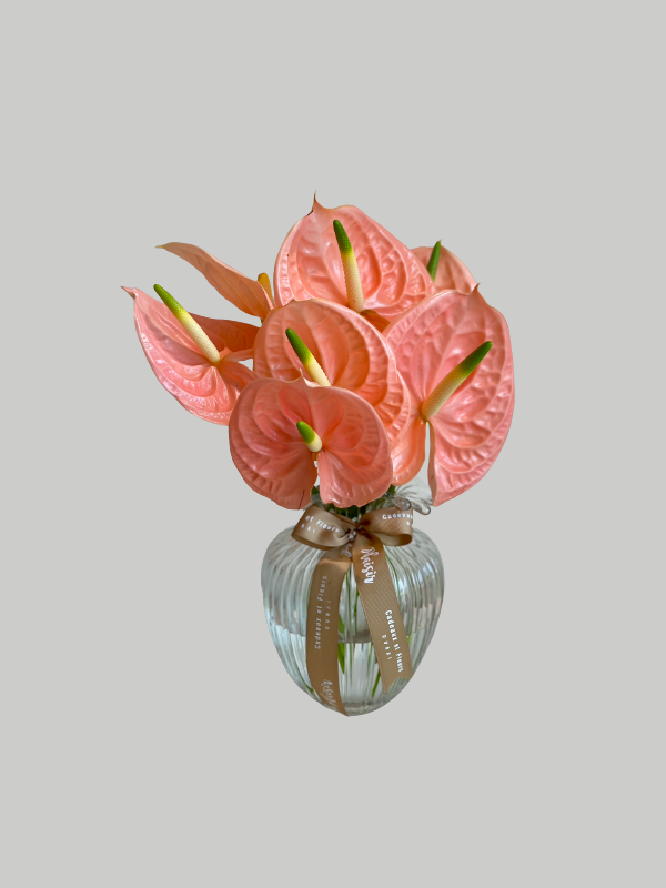 Vase Small Bubblicious - Peachy Anthuriums