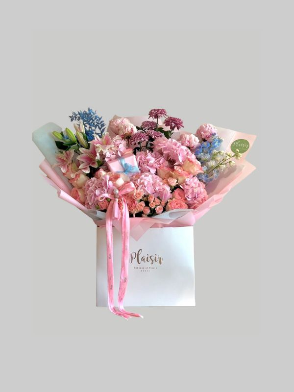 Hand-Tied - Luxury Pink and Blue Bouquet