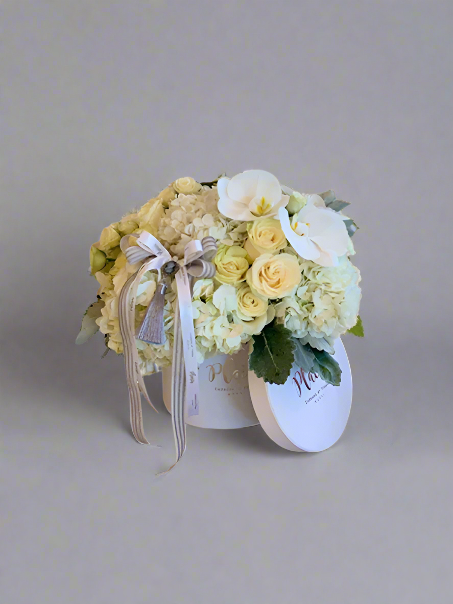 Velvet Cylinder - Off White and Grey Floral