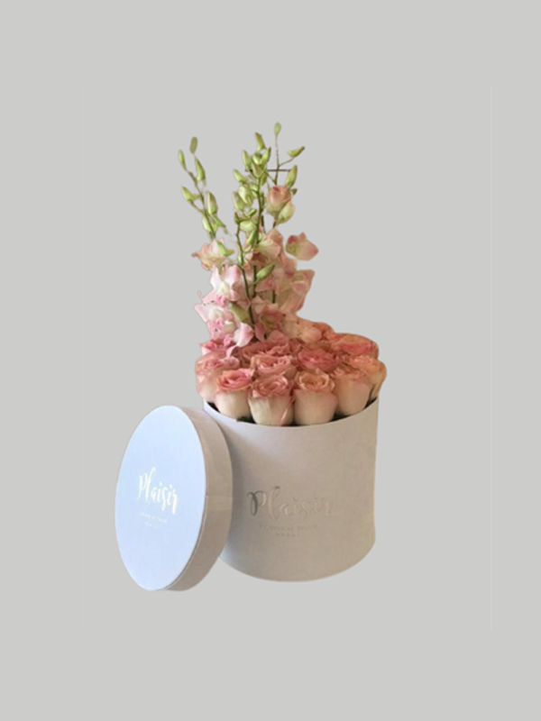 Velvet Cylinder - Roses and Dendro on White