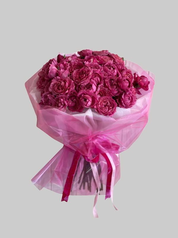 Cerise Garden Roses - Hand-Tied Bouquet