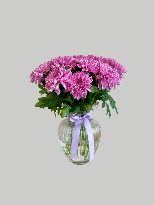 Vase Large Bubblicious - Purple Chrysanthemums