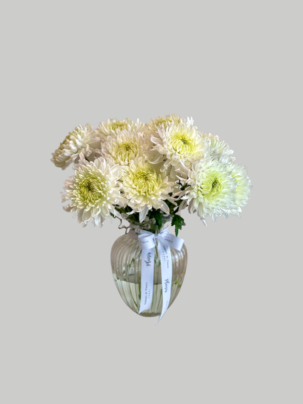 Vase Large Bubblicious - White Chrysanthemums