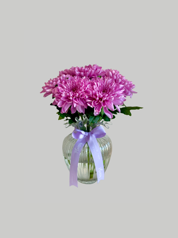 Vase Medium Bubblicious - Purple Chrysanthemums