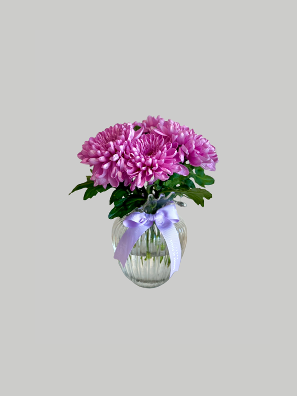 Vase Small Bubblicious - Purple Chrysanthemums