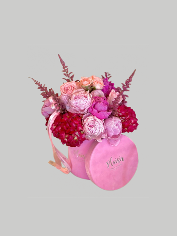 Velvet Cylinder - Pink Floral with Peonies