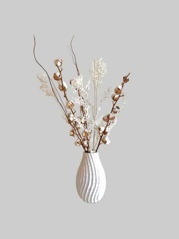 Dried Flowers - Cotton and Ruscus in Vase