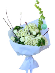 Hand-Tied Bouquet - White and Green Floral