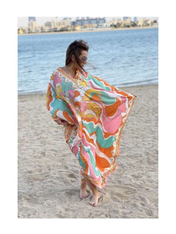 Fashion – Printed Kaftan Peach