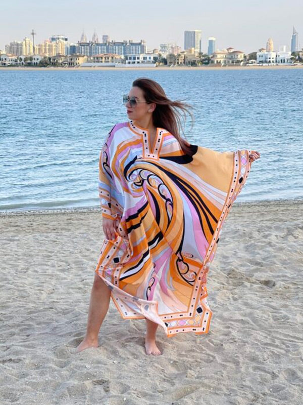 Fashion – Printed Kaftan Orange