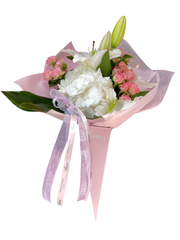 Flower Cone - Hydrangeas and Roses Small Pink