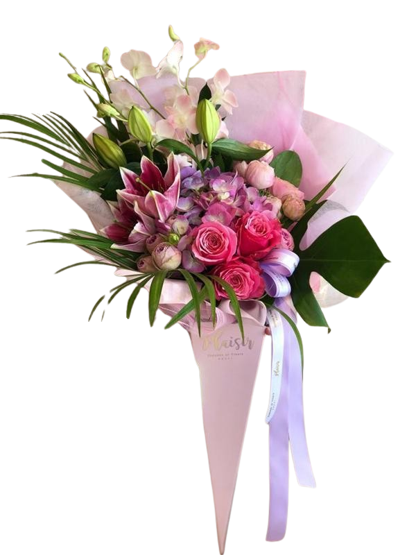 Flower Cone - Pink Roses and Lilies