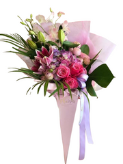 Flower Cone - Pink Roses and Lilies