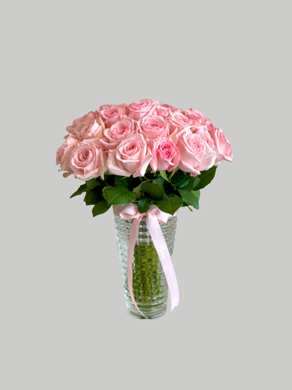 Vase Large Criss Cut - Pink Garden Roses