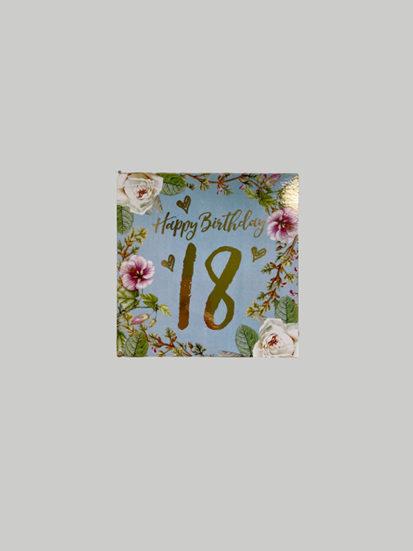 Greeting Card - Birthday Numeric 18 Blue