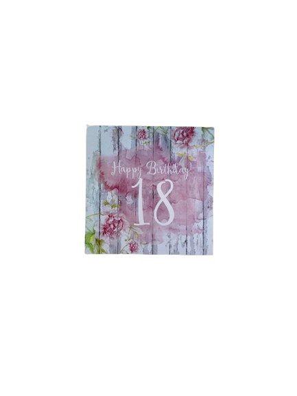 Greeting Card - Birthday Numeric 18 Pink