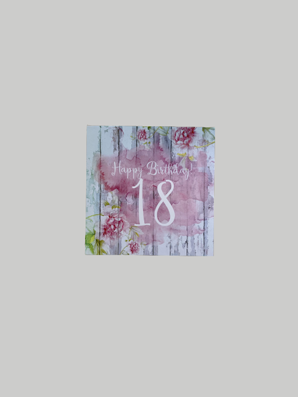 Greeting Card - Birthday Numeric 18 Pink