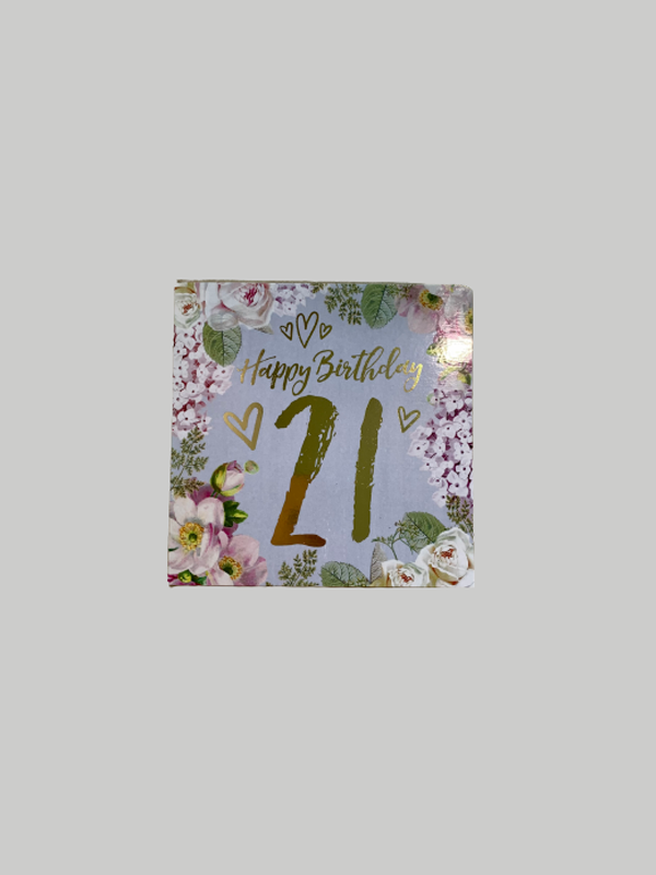 Greeting Card - Birthday Numeric 21 Florals